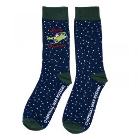 santa in a spitfire 2021 christmas socks design detail blue and green imperial war museums main image